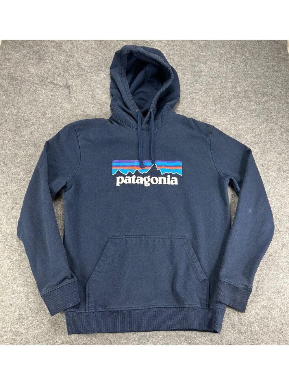 Patagonia P-6 Logo Uprisal Hoodie Mens M Navy Blue Outdoor Pullover Regular Fit